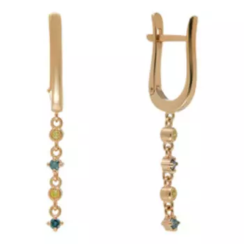 Серебряные серьги с желтыми и голубыми бриллиантами