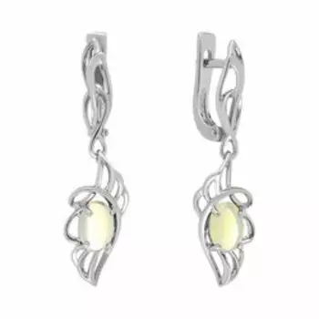 Серебряные серьги с натуральными желтыми опалами