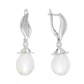 Серебряные серьги с жемчугом Барокко