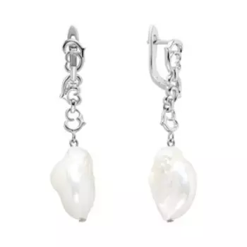 Серебряные серьги с жемчугом Барокко "Сердца"