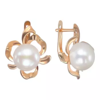 Серебряные серьги с жемчугом "Цветы"