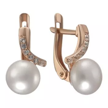 Серебряные серьги с жемчугом и бесцветными топазами