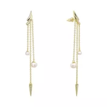 Серебряные серьги с жемчугом и фианитами