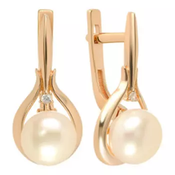 Серебряные серьги с жемчугом и фианитами