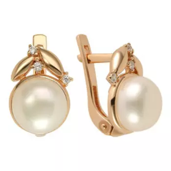 Серебряные серьги с жемчугом и фианитами