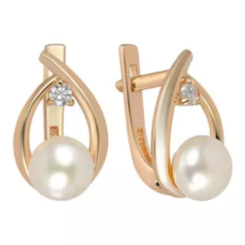 Серебряные серьги с жемчугом и фианитами