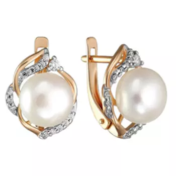 Серебряные серьги с жемчугом и фианитами