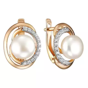 Серебряные серьги с жемчугом и фианитами