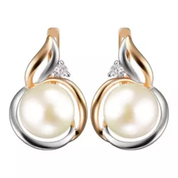 Серебряные серьги с жемчугом и фианитами