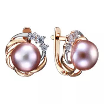 Серебряные серьги с жемчугом и фианитами