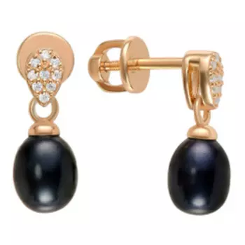 Серебряные серьги с жемчугом и фианитами