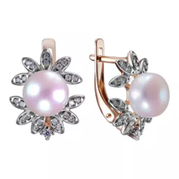 Серебряные серьги с жемчугом и фианитами