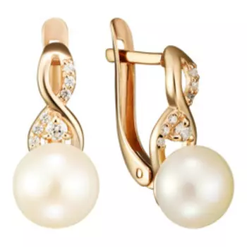 Серебряные серьги с жемчугом и фианитами