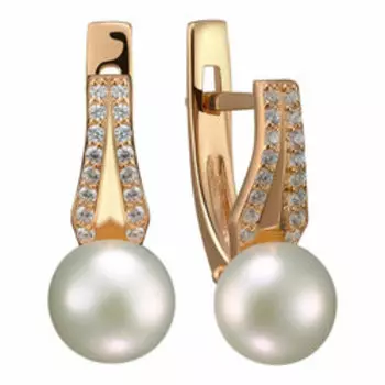 Серебряные серьги с жемчугом и фианитами