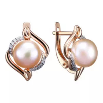 Серебряные серьги с жемчугом и фианитами