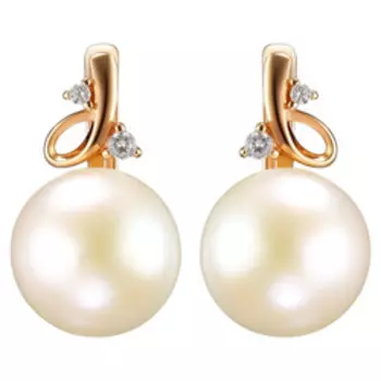 Серебряные серьги с жемчугом и фианитами