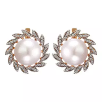 Серебряные серьги с жемчугом и фианитами
