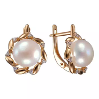 Серебряные серьги с жемчугом и фианитами