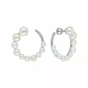 Серебряные серьги с жемчугом и фианитами