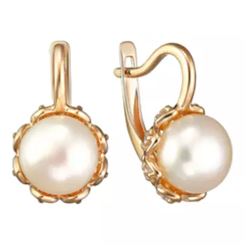 Серебряные серьги с жемчугом и фианитами "Цветы"