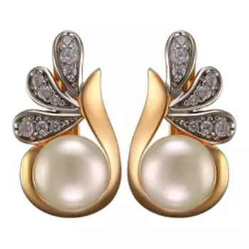 Серебряные серьги с жемчугом и кубическим цирконием