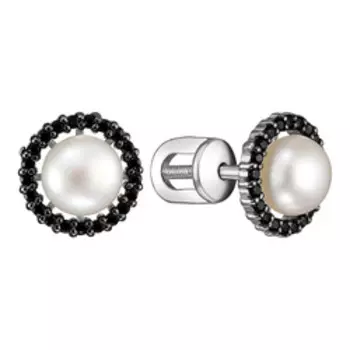 Серебряные серьги с жемчугом и шпинелью