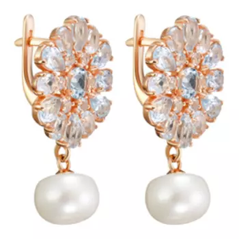 Серебряные серьги с жемчугом и топазами