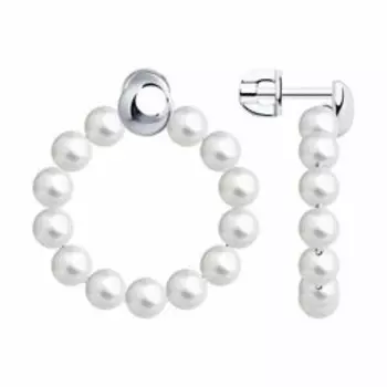 Серебряные серьги с жемчугом Swarovski