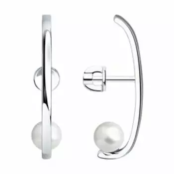 Серебряные серьги с жемчугом Swarovski