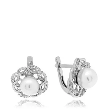 Серебряные серьги с жемчугом Swarovski