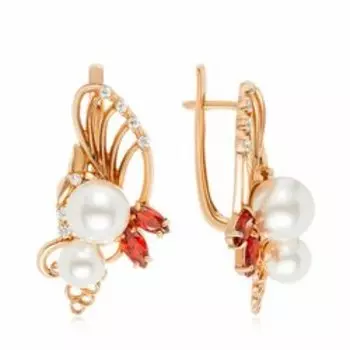 Серебряные серьги с жемчугом Swarovski и фианитами