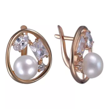 Серебряные серьги с жемугом и фианитами