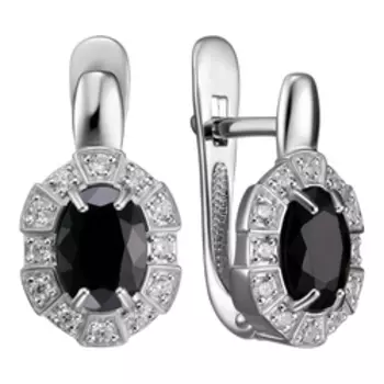 Серебряные серьги сапфирами и фианитами