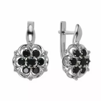 Серебряные серьги со шпинелью "Цветы"