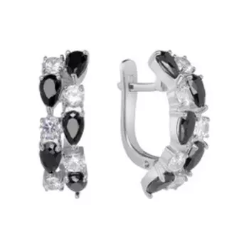 Серебряные серьги со шпинелью и фианитами