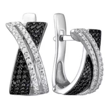 Серебряные серьги со шпинелью и фианитами