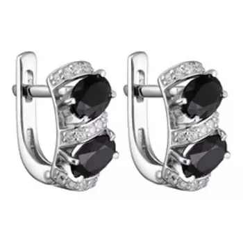 Серебряные серьги со шпинелью и фианитами