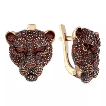 Серебряные серьги со шпинелью "Пантеры"