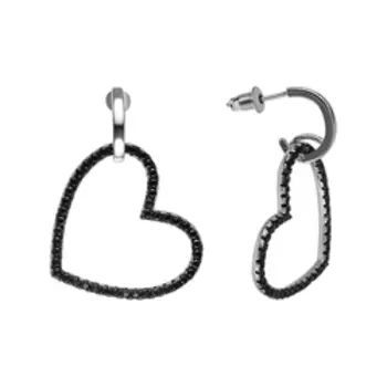 Серебряные серьги со шпинелью"Сердца"