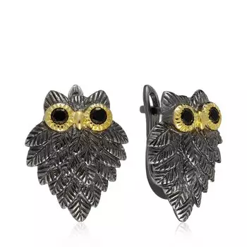 Серебряные серьги со шпинелью "Сова"