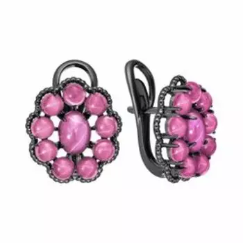 Серебряные серьги со звездчатыми рубинами