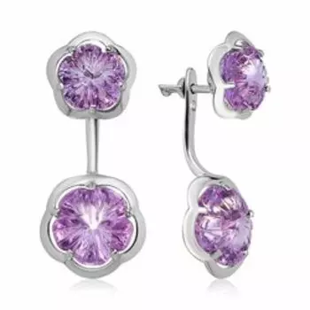 Серебряные серьги-трансформеры с аметистами