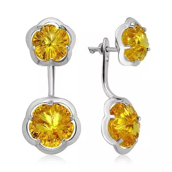 Серебряные серьги-трансформер с цитринами