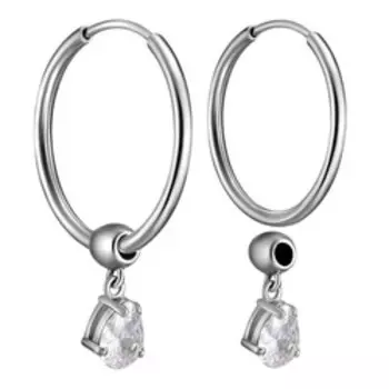 Серебряные серьги-трансформер с фианитами