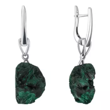 Серебряные серьги-трансформер с малахитами