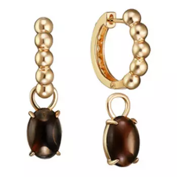 Серебряные серьги-трансформер с обсидианами