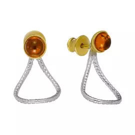 Серебряные серьги-трансформер с янтарем