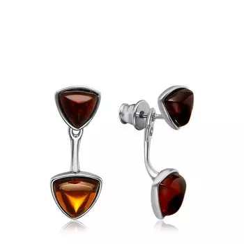 Серебряные серьги-трансформер с янтарём