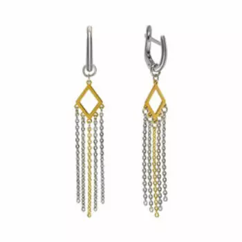 Серебряные серьги-трансформеры "Ромб"