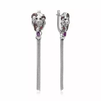 Серебряные серьги-трансформеры с аметистами